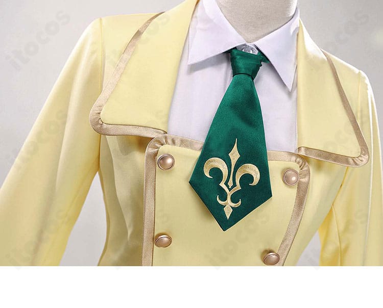 ネクタイのデザイン詳細。芯地入りで結び目の形を保ちやすい仕様を再現。