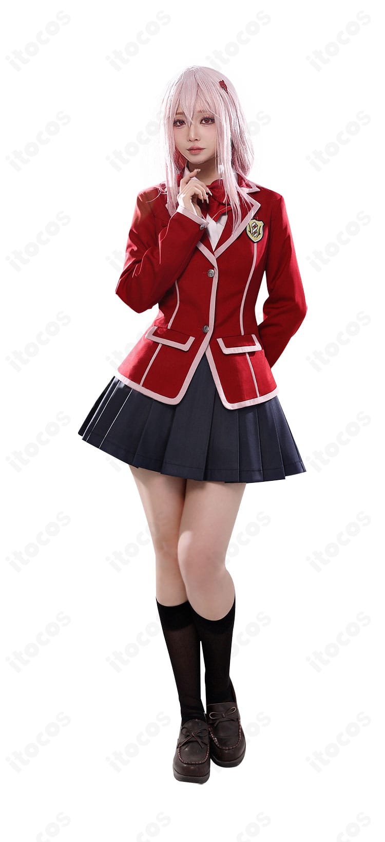 ギルティクラウン 楪いのり 学園制服コスプレを着用した正面全身画像