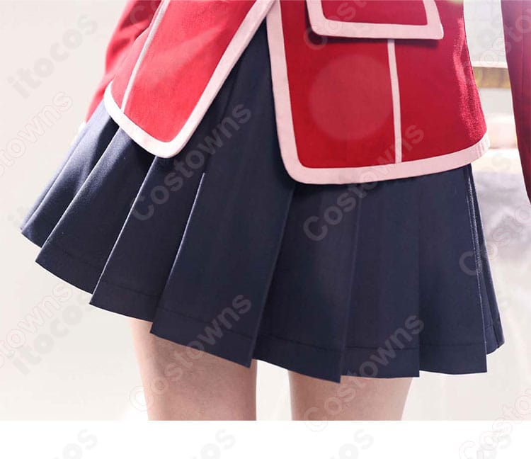 ギルティクラウン 楪いのり 学園制服コスプレ プリーツスカートの形状ディテール