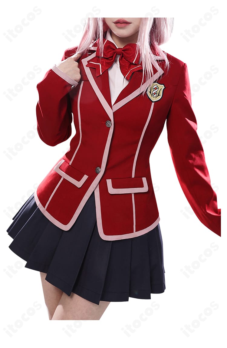 楪いのり 学園制服コスプレのジャケットとリボン周りの詳細ディテール