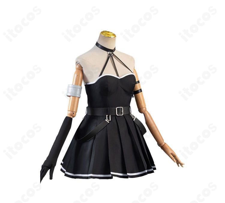 葬送のフリーレン ユーベル コスプレ 衣装 側面。腕飾りや手袋の質感、ワンピースのラインが分かる快適設計。