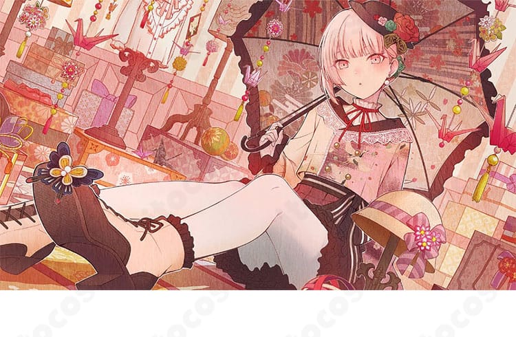 暁山瑞希が「優しさに励まされて」モチーフの和ロリ衣装を着用した全身イメージ