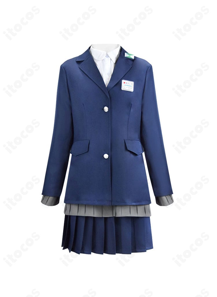 『僕の心のヤバイやつ』山田杏奈 制服コスプレ 正面。グレーブレザーとスカートの色調を高再現した4点セットの全体像
