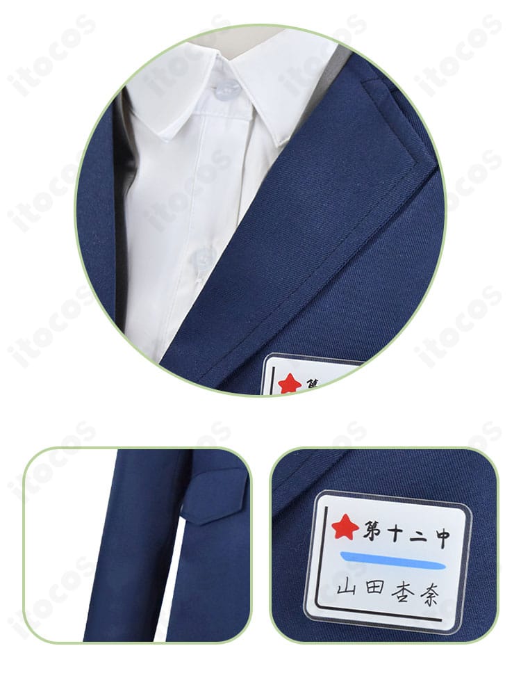 山田杏奈 制服コスプレ 襟・ポケット・胸章の装飾ディテール。細部の意匠とステッチ感が分かる接写
