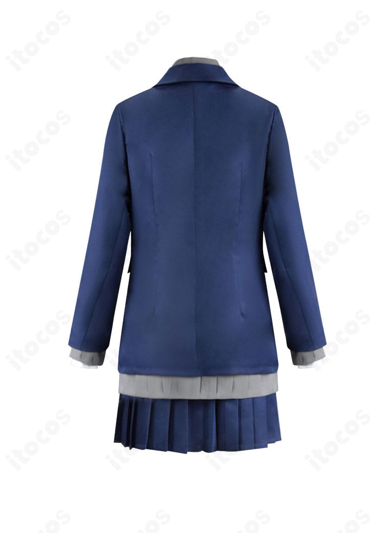 山田杏奈 制服コスプレ 背面。ブレザーの背面バランスとスカートの落ち感を確認できるカット