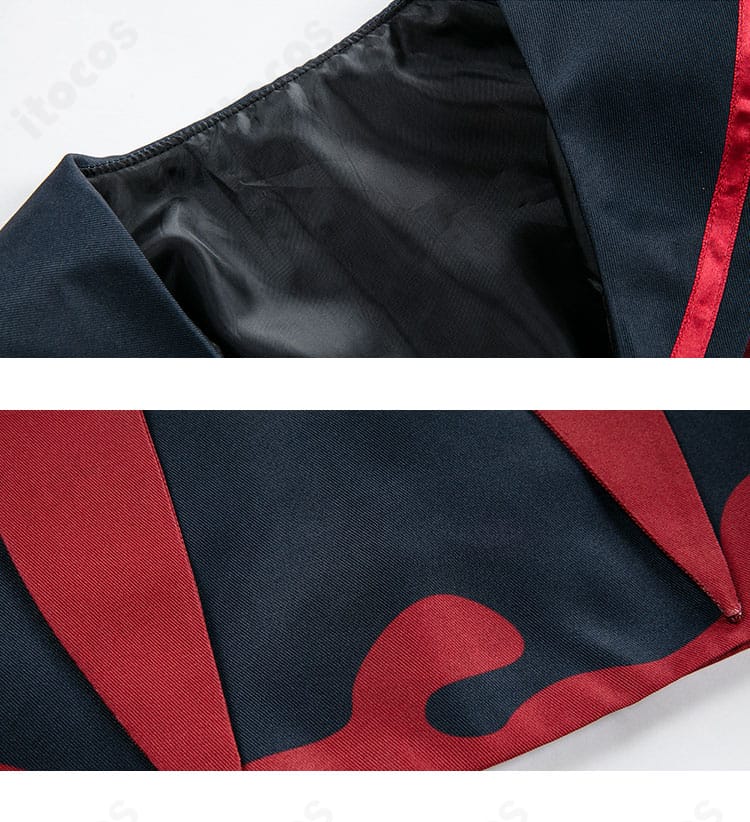 剣先ツルギ 制服の襟元・ラペルの装飾詳細。高精度の意匠再現を示すクローズアップ。