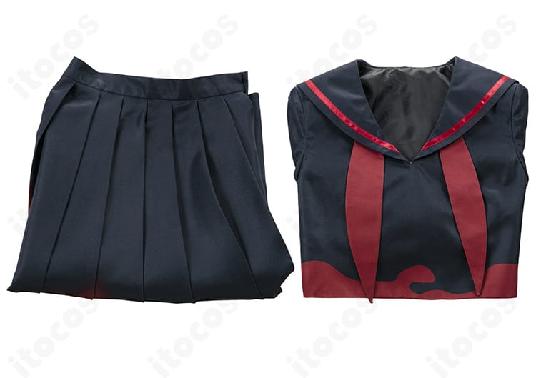 剣先ツルギ 制服コスプレ衣装のセット内容。トップスとスカートの2点が並んだ確認用画像。