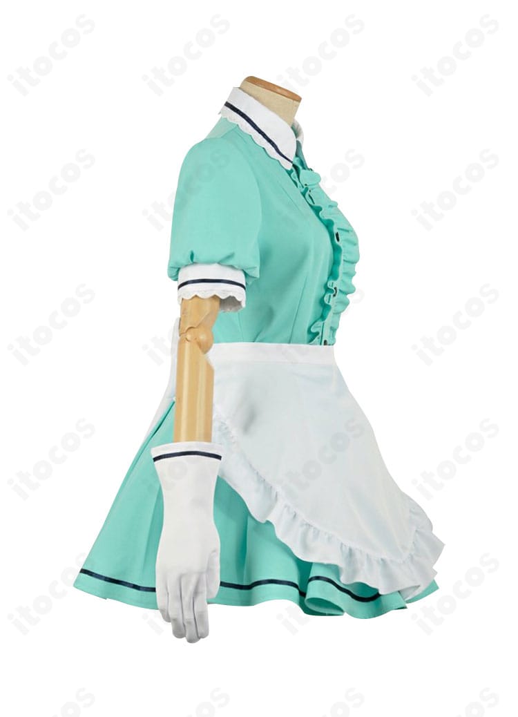 ブレンド・S 神崎ひでり メイド服コスプレの右側面。トップスのフィット感とスカートの美しいフレアシルエットが分かるアングル。