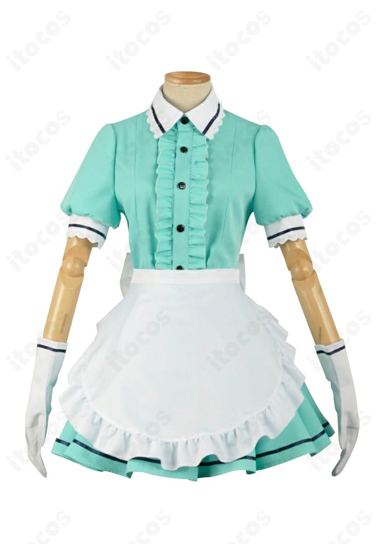 ブレンド・S 神崎ひでり メイド服コスプレの正面全体。襟元装飾とエプロン、裾ストライプを再現した高再現デザイン。