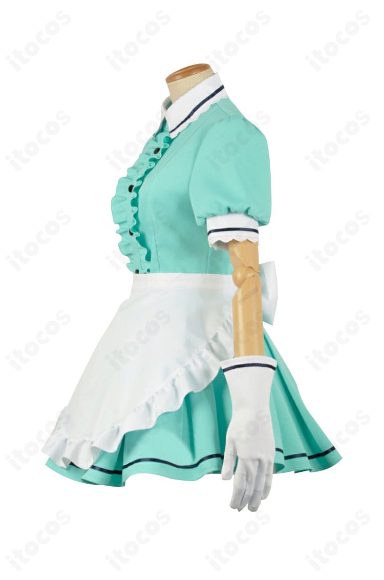 ブレンド・S 神崎ひでり メイド服コスプレの左側面。袖口の切り替えとエプロンのラインが映えるデザイン。