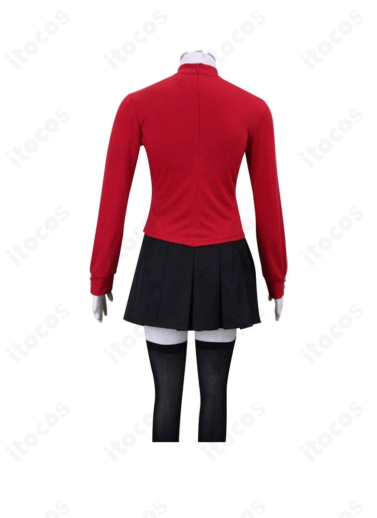 Fate/stay night 遠坂凛 通常衣装コスプレの背面。後部開閉部と縫製ラインを確認できるディテールショット。