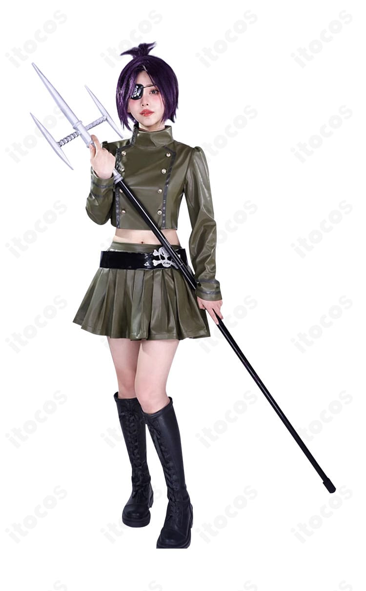 家庭教師ヒットマンREBORN! クローム髑髏のフルセット衣装を着用した全身図。トップス・スカート・ベルト・腰飾りの再現度を確認できます。