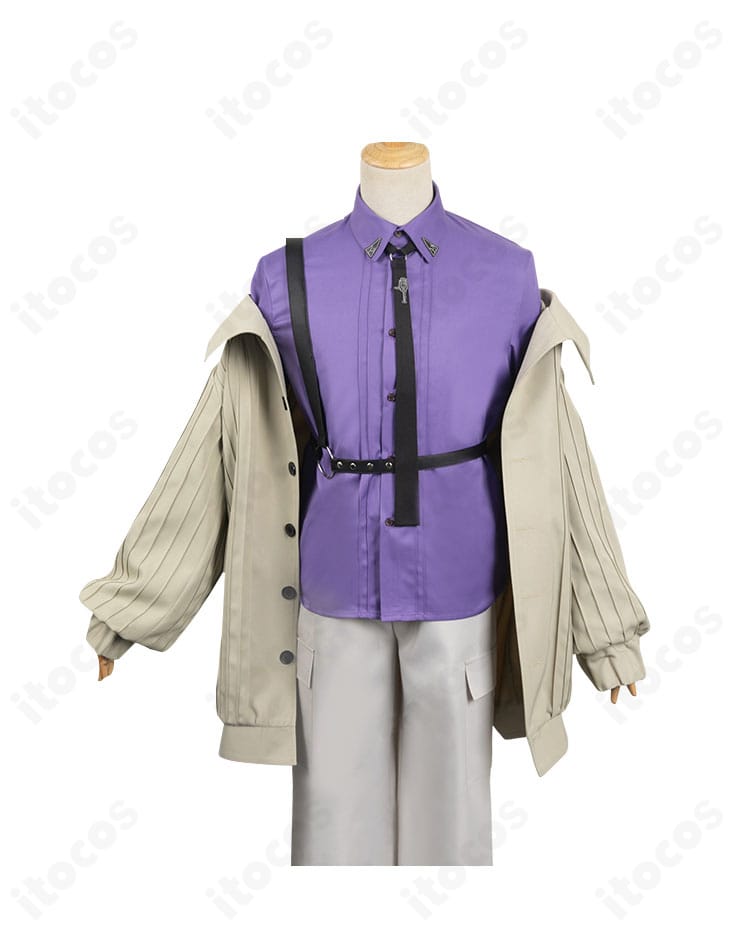 にじさんじ 叶 VVS衣装コスプレの正面全身。黒系スーツにネクタイを合わせた高再現デザインと整ったシルエットが分かる画像