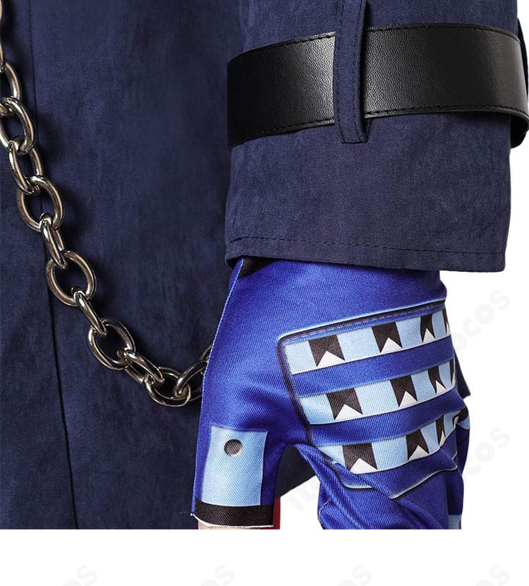 スティーブ・フォックスの手袋と袖口装飾ディテール。質感と配色でキャラクターらしさを強調。