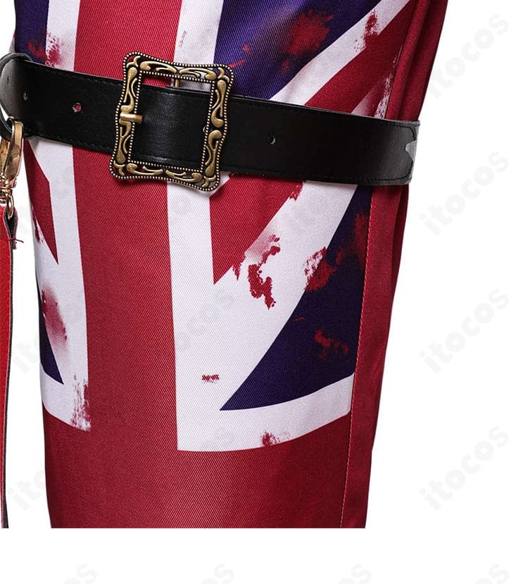 鉄拳8 スティーブ・フォックス コスのズボン装飾。質感ある素材感とステッチで高い再現度。