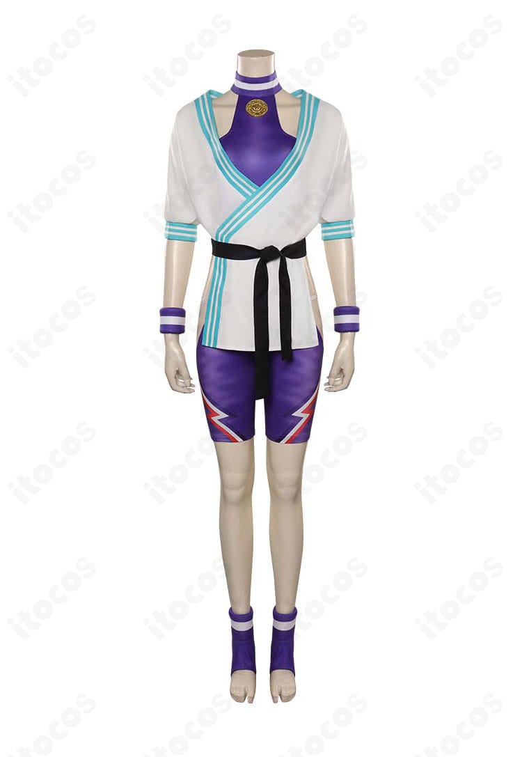 ストリートファイター6 マノン アウトフィット1のコスプレ衣装 正面全身。レオタードとロングコートの高再現シルエットを確認できます。