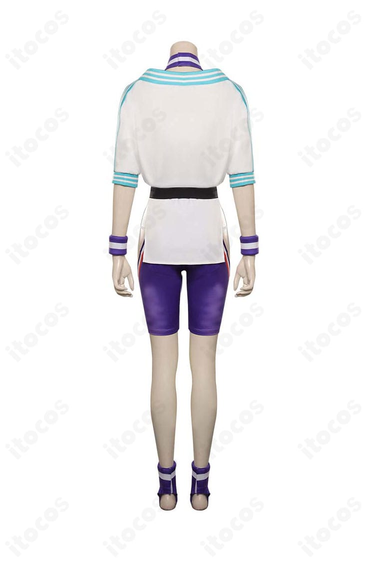 ストリートファイター6 マノン コスプレ衣装 背面全身。背中のラインとコートの落ち感、フィット感のディテールを確認。