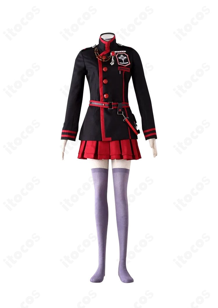 D.Gray-man リナリー・リーのコスプレ衣装 正面全体像。黒の教団制服を高再現したコートとスカートのセット。