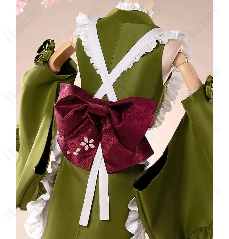 初音ミク コスプレ衣装の背面装飾。背中のパネルとトリムの仕立てが確認できる。