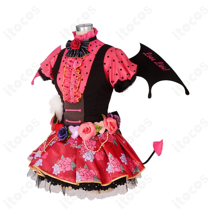 園田海未 小悪魔編 覚醒後コスプレ衣装の側面ディテール。腰封とフリルの立体感がわかる角度