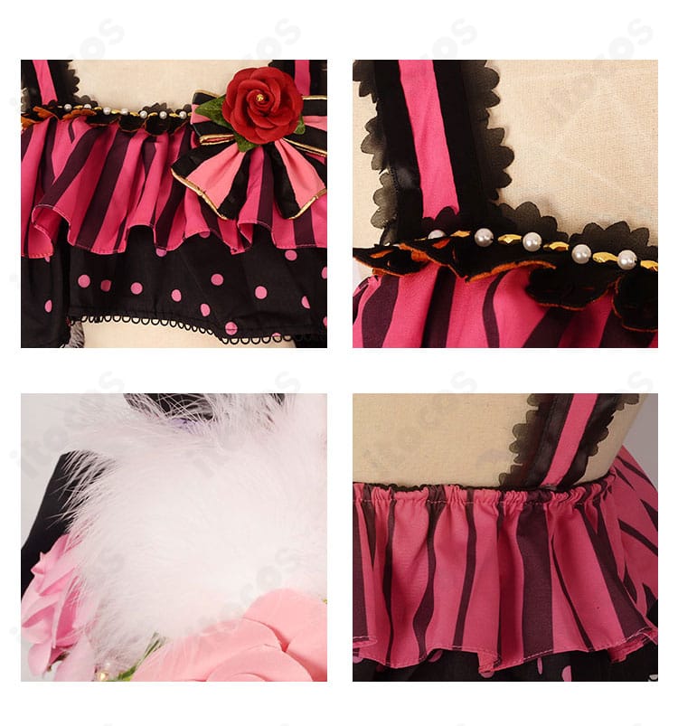 星空凛 小悪魔編「凛のお願い！」覚醒後衣装の装飾クローズアップ。クロスモチーフの刺繍、グログランリボン、スタッズ風パーツの質感が伝わる。