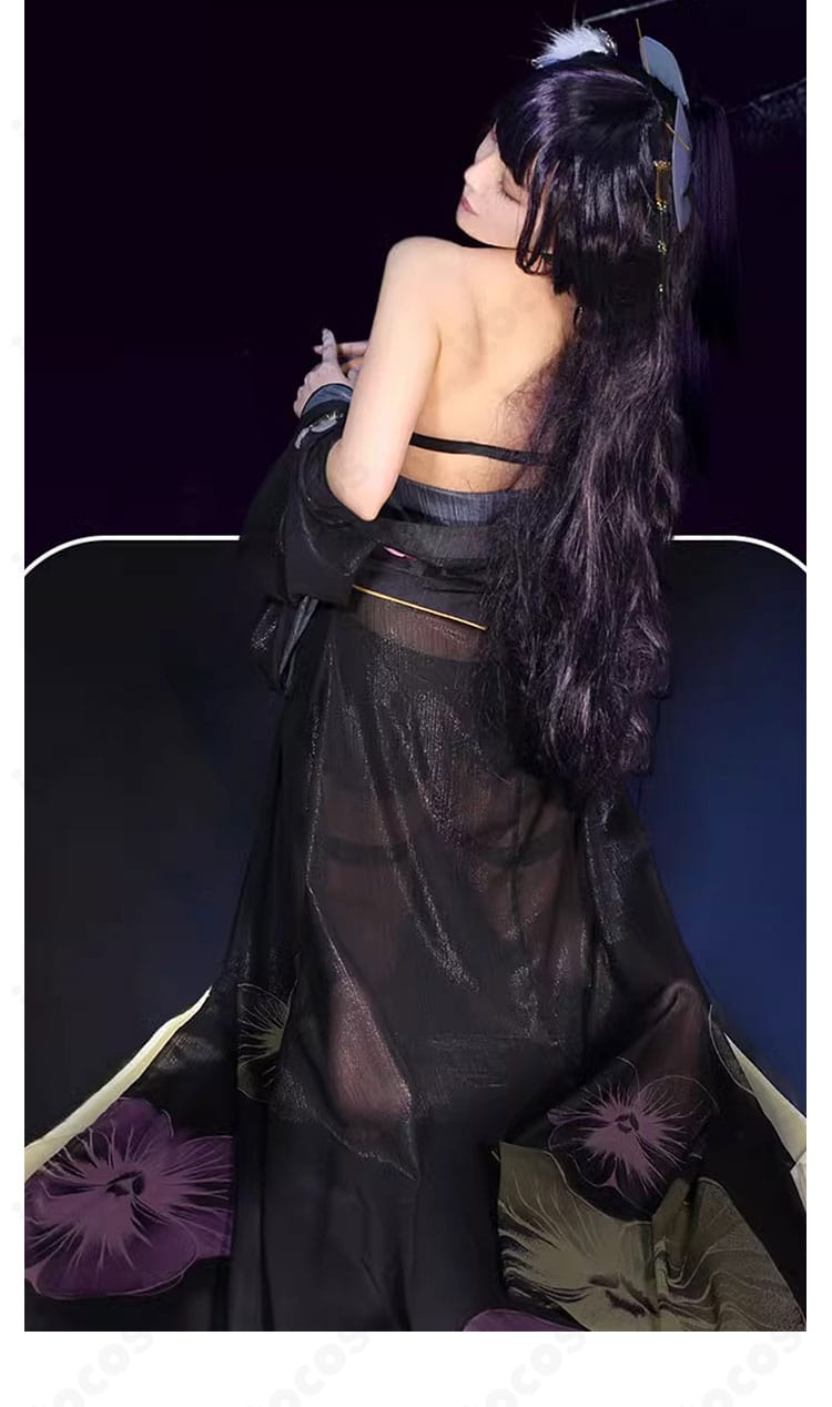 無期迷途 菫「長夜に花」衣装の背面装飾接写。帯や背中の意匠を鮮明に示す画像