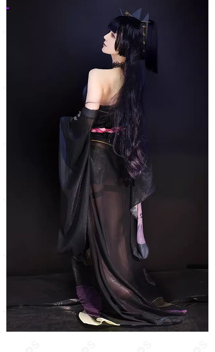 無期迷途 菫「長夜に花」衣装の背面。帯結びと背中のデザインが分かる着用画像