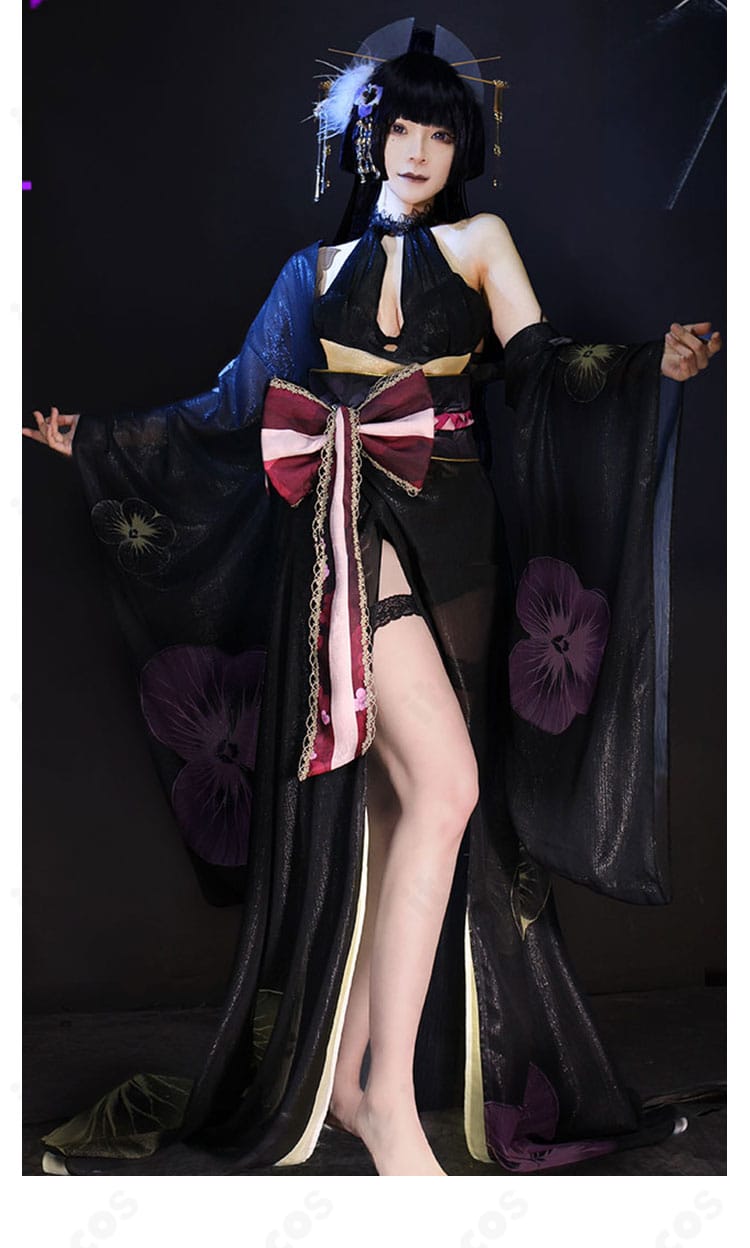 無期迷途 菫「長夜に花」衣装の右サイド。裾のボリュームと体のラインを強調するシルエット画像