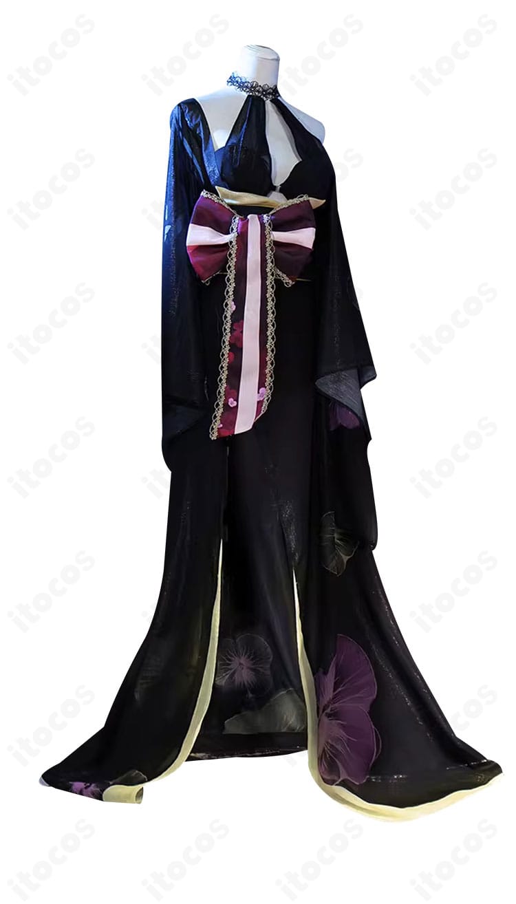 無期迷途 菫「長夜に花」衣装の側面。コルセットベルトで整うラインと袖の落ち感を確認できる画像