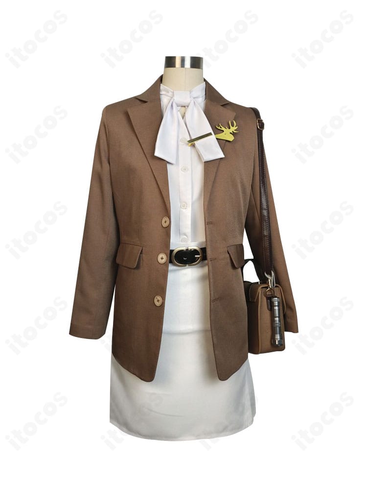 リバース：1999 コーンブルメ 暗赤色の真相 コスプレ衣装の正面全体。深い赤の配色と花モチーフを高再現したセットアップ。