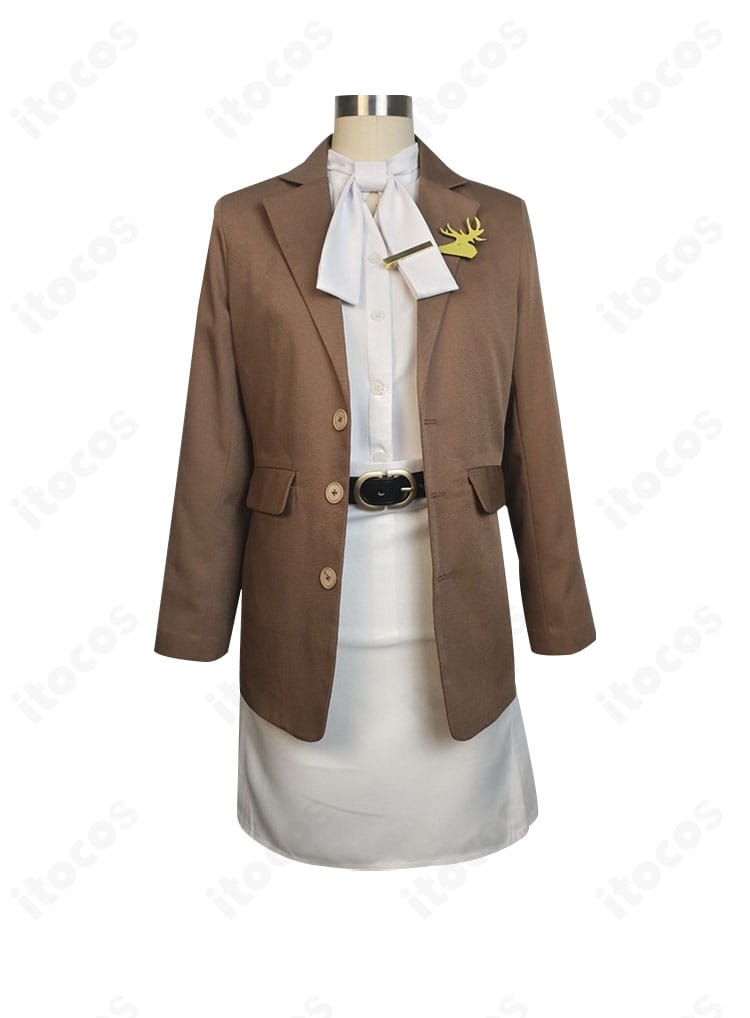 コーンブルメ 暗赤色の真相 コスプレ衣装の胸元装飾アップ。花柄モチーフとアクセントの配置を詳細に表現。