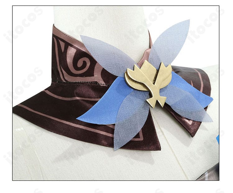 首元の装飾ディテール。エウルア衣装の襟元モチーフと刺繍調意匠を精緻に表現。