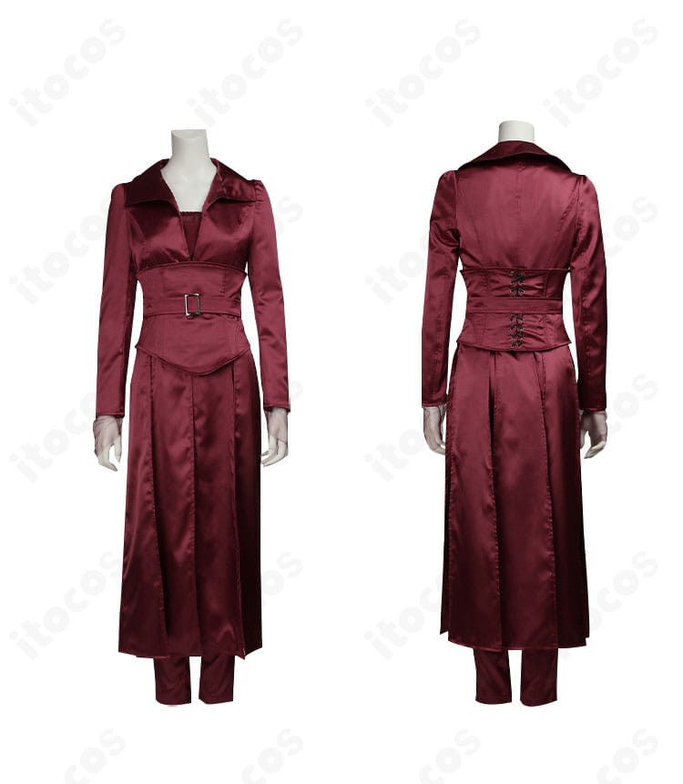 X-MEN ジーン・グレイ コスプレ衣装の正面・背面全体。配色とコルセットベルトを含むシルエットを確認できます。