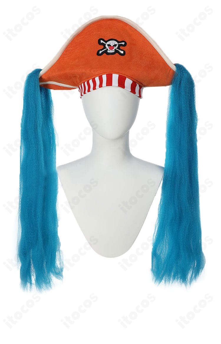 バギーの帽子正面。赤白ストライプとシンボリックな形状を明確に示す画像。