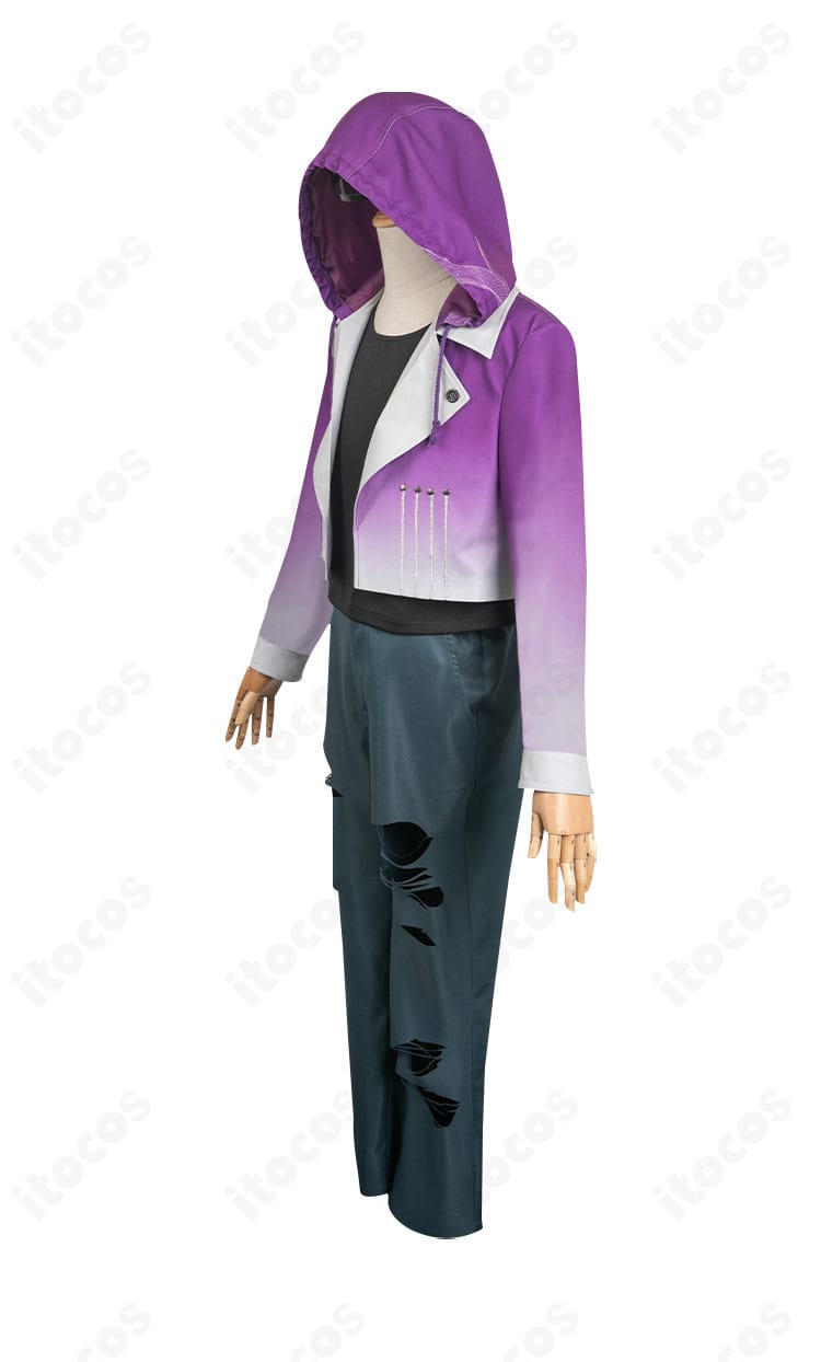 にじさんじ 葛葉 VVSコスプレ衣装 右側面。パンツのシルエットと装飾位置がわかる角度（ITOCOS）