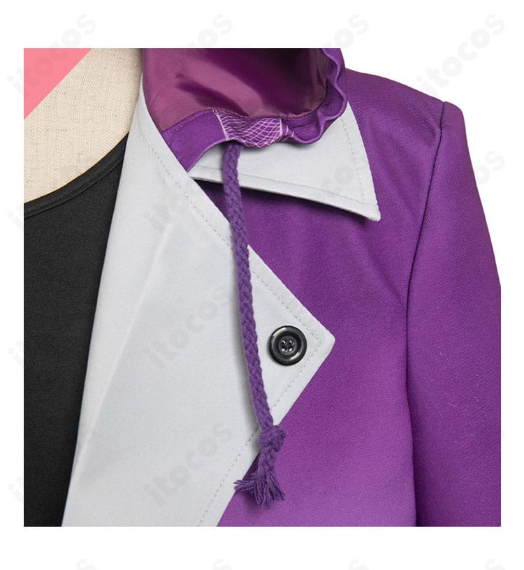 にじさんじ 葛葉 VVSコスプレ衣装 襟元ディテール。ネックラインの仕立てと縁取りの仕上がり（ITOCOS）