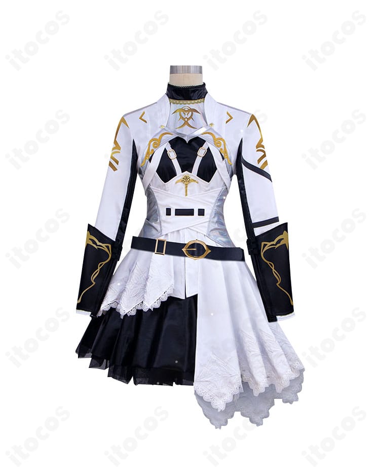 恋と深空 主人公 輝く旅路Ver. コスプレ衣装の正面全体。戦闘服シルエットとセット内容の配置が分かる高解像度画像