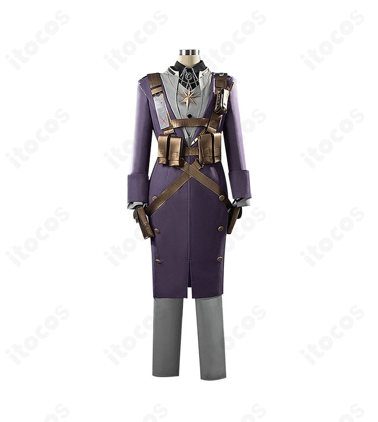 無期迷途 マチルダ 灰色礼服コスプレ衣装の正面全体像。端正なシルエットを高精度に再現