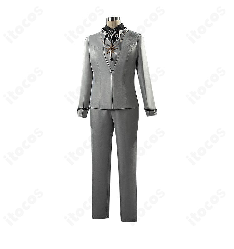無期迷途 マチルダ 灰色礼服コスプレ衣装の正面スタイル。洗練されたモノトーンデザイン