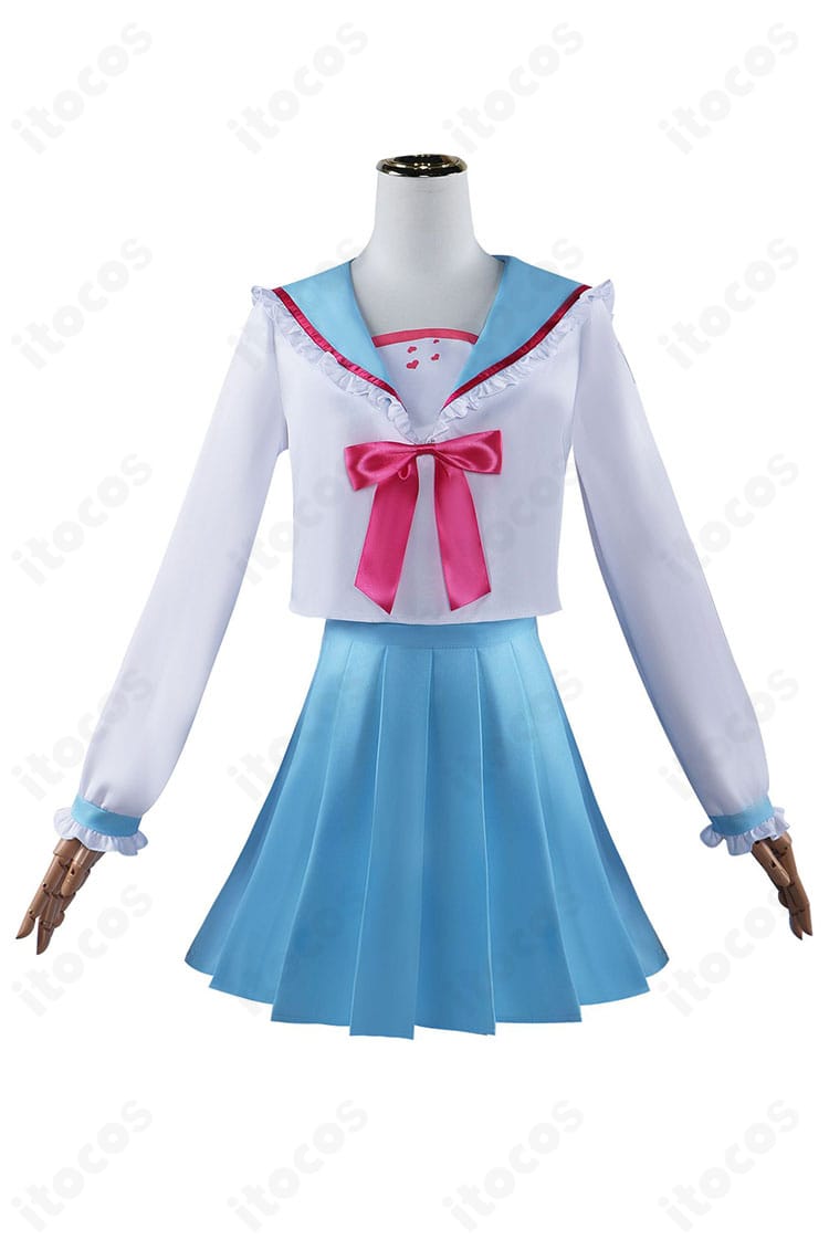 神まほろのコスプレ衣装 正面全体像。襟元から裾までのシルエットと配色が分かる高再現モデル