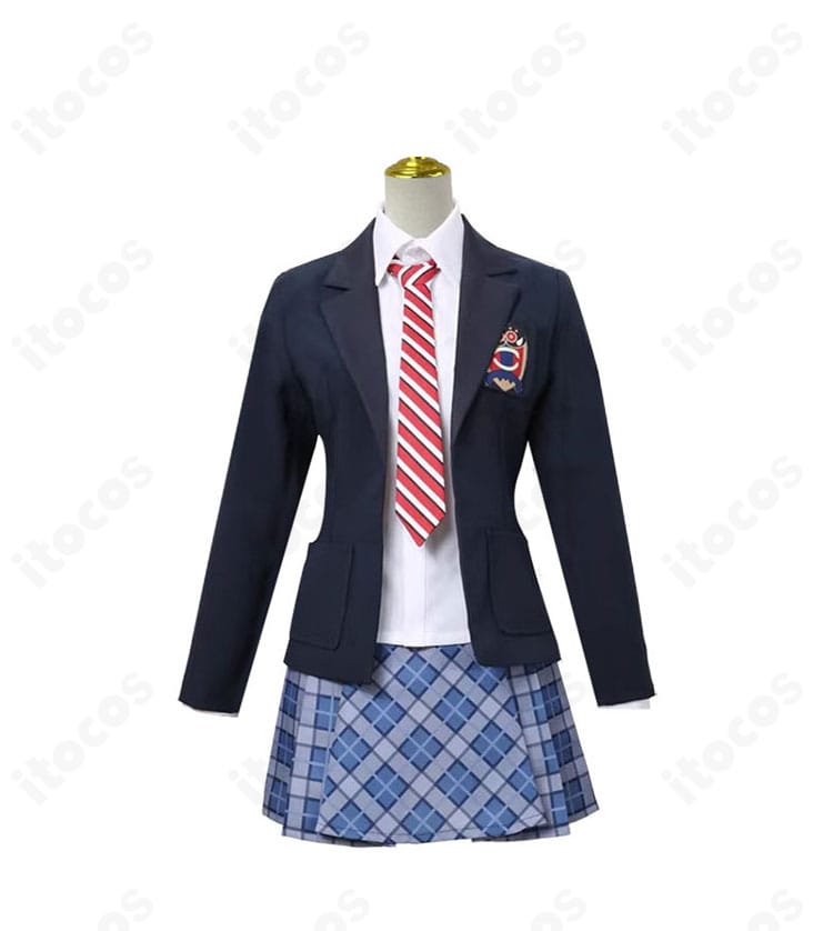 バンドリ！3rd Season 珠手ちゆ（チュチュ）制服コスプレの正面全身。コートとスカートのバランスが良く、高再現のデザインが映えるカット。