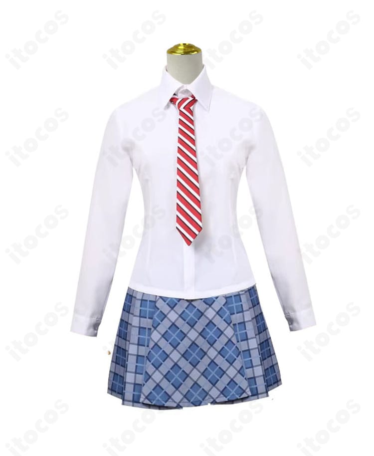 チュチュ（珠手ちゆ）制服コスプレのシャツ部分クローズアップ。精緻な刺繍と生地の質感、縫製の仕上がりを示すディテール。