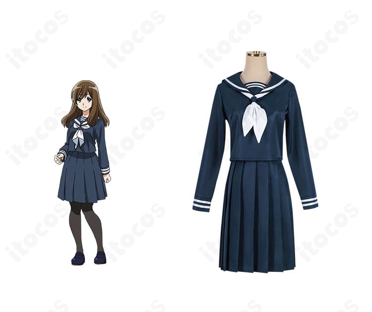 黒江真由 北宇治高校制服コスプレ衣装の着用イメージ。キャラクターと並んだ全身コーデで雰囲気が分かる写真