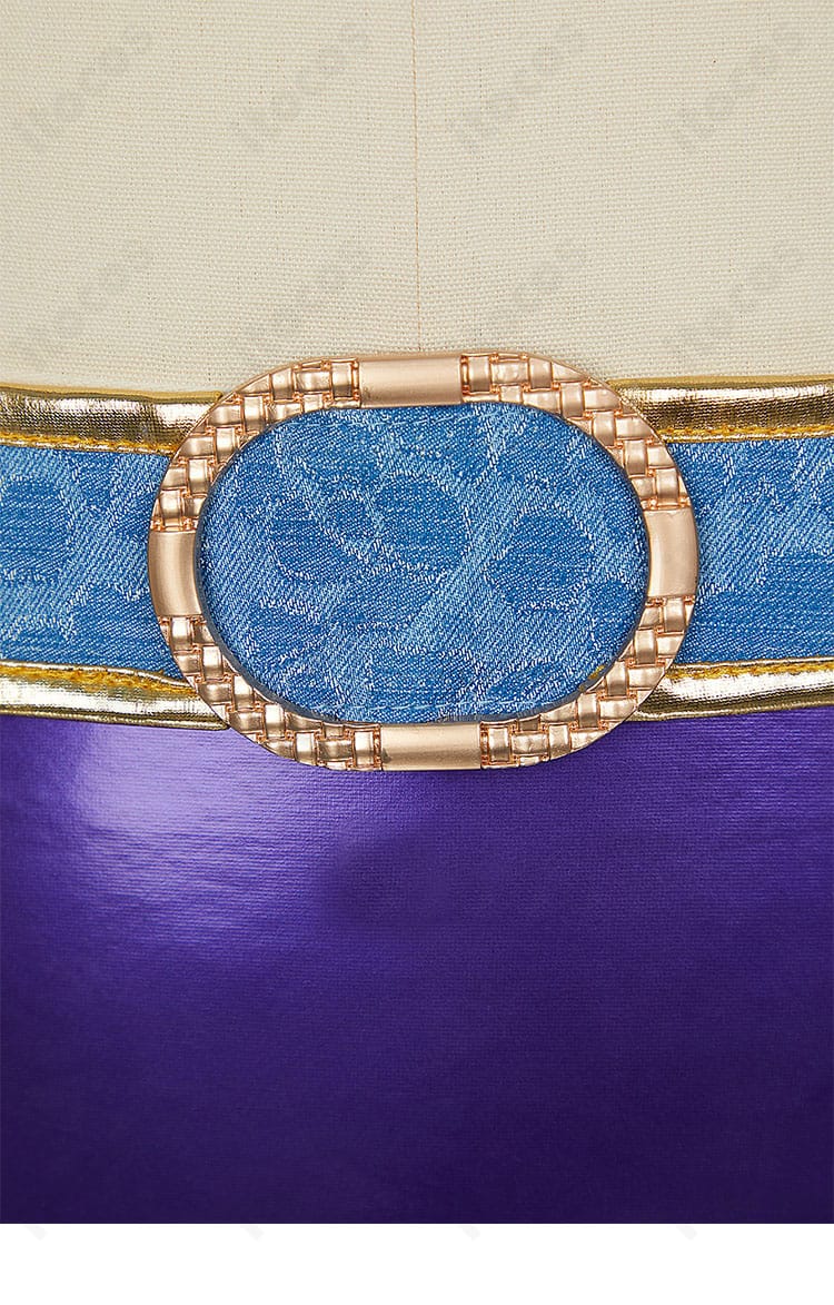 ニコ・ロビン衣装の腰部ベルト装飾。全体を引き締めるアクセントとバックル周りの作り