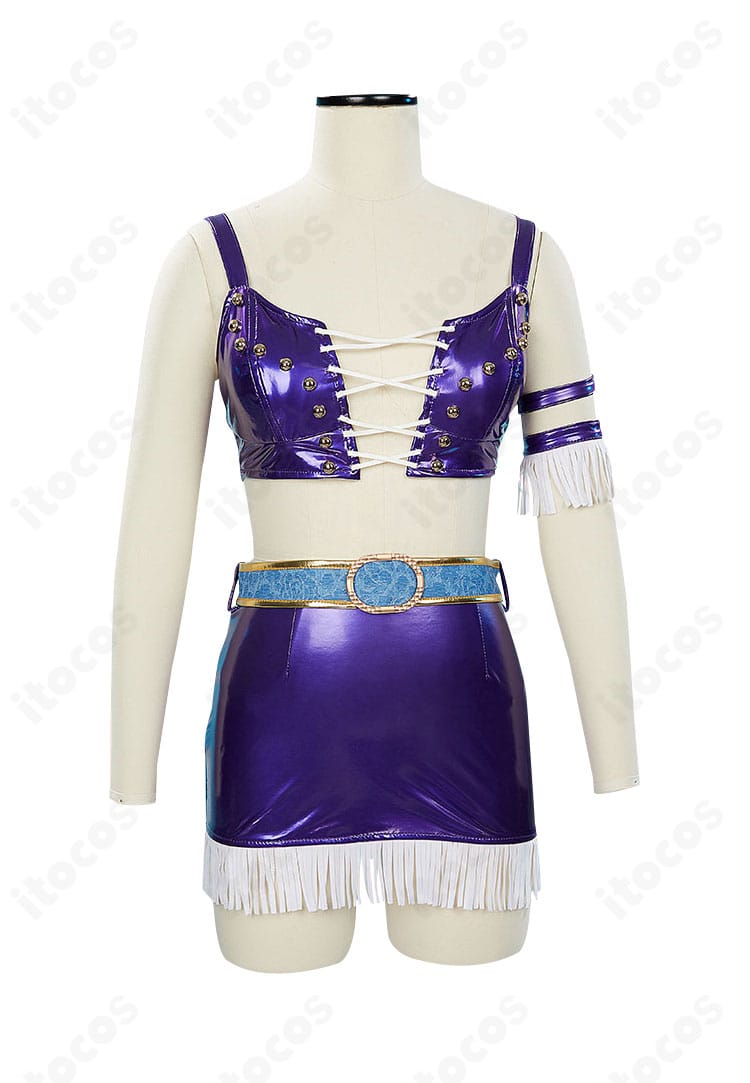 ニコ・ロビン衣装の内搭トップス正面。紫系カラーと胸元のカッティングが分かるディテール