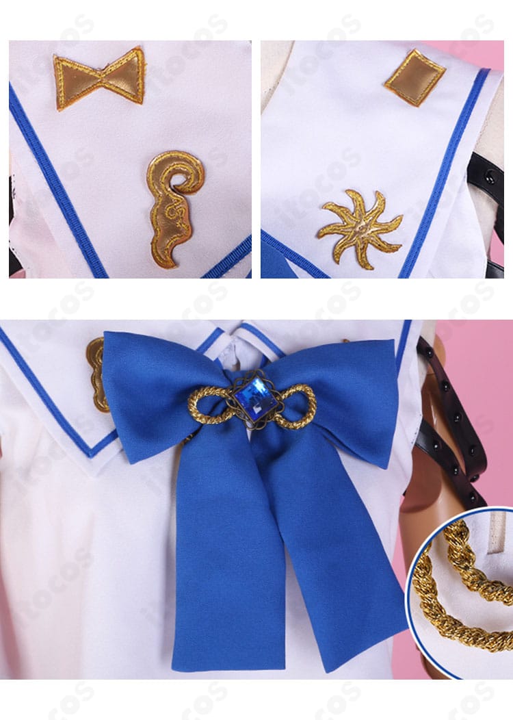 襟元と衣領のクローズアップ。チョーカーと刺繍風装飾の質感が伝わるディテール写真。