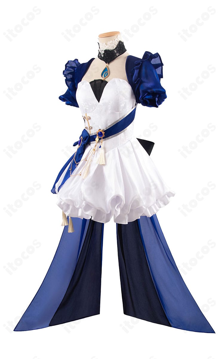 原神 フリーナ同人衣装の側面。スカートの広がりとウエストライン、袖のシルエットを確認できるアングル。