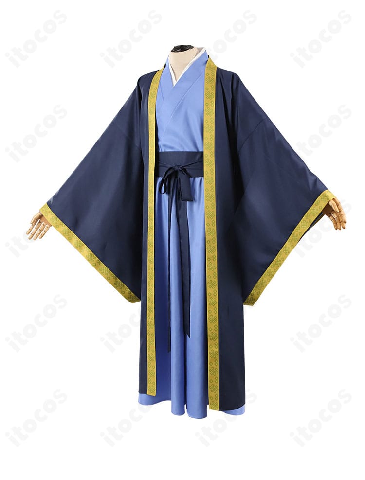 壬氏（ジンシ）コスプレ衣装の側面シルエット。コートの落ち感と帯のラインが美しく、フィット感を重視した設計。