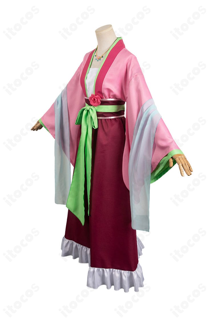 薬屋のひとりごと 猫猫 園遊会衣装の側面。ウエストラインとスカートの落ち感がわかるシルエット