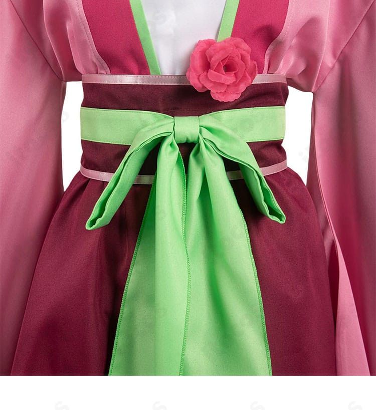 薬屋のひとりごと 猫猫 園遊会衣装の腰部クローズアップ。コルセットベルトの意匠と装飾の配置